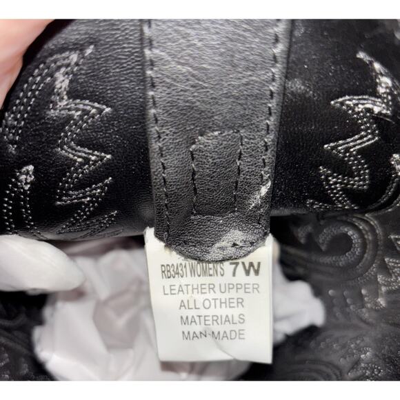 Masterson Boot-Womens Size 7 Wide Cowgirl Embroidered Western Black RB3431 - Picture 9 of 13